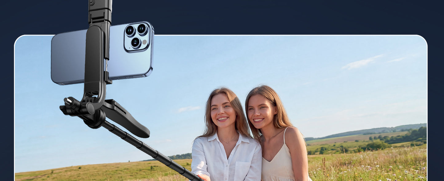 Tripod Stand for Phone, 360° Rotatable Handle, Rechargeable Fill Light & BT Remote.