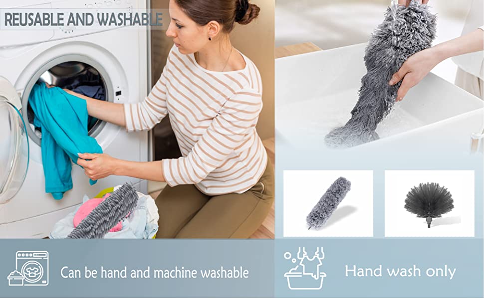 Microfiber Feather Duster 4PCS Bendable & Extendable Fan Cleaning Brush
