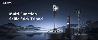 Tripod Stand for Phone, 360° Rotatable Handle, Rechargeable Fill Light & BT Remote.