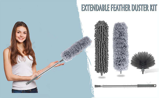 Microfiber Feather Duster 4PCS Bendable & Extendable Fan Cleaning Brush