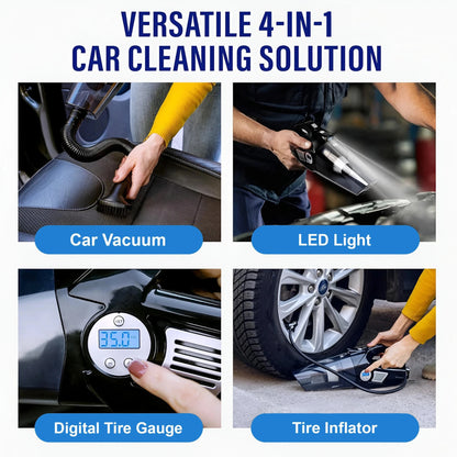 Texum TVC-A300 2 in 1 | Tyre Inflator High Power 9 KPA Handheld Car Vacuum Cleaner with Anti-Bacterial Cleaning (Black)