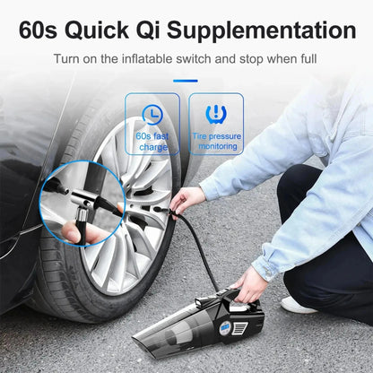 Texum TVC-A300 2 in 1 | Tyre Inflator High Power 9 KPA Handheld Car Vacuum Cleaner with Anti-Bacterial Cleaning (Black)