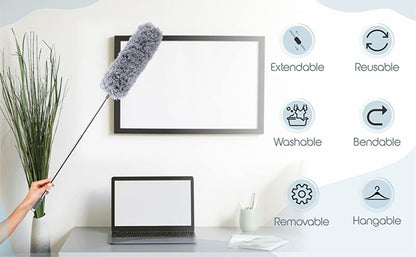 Microfiber Feather Duster 4PCS Bendable & Extendable Fan Cleaning Brush