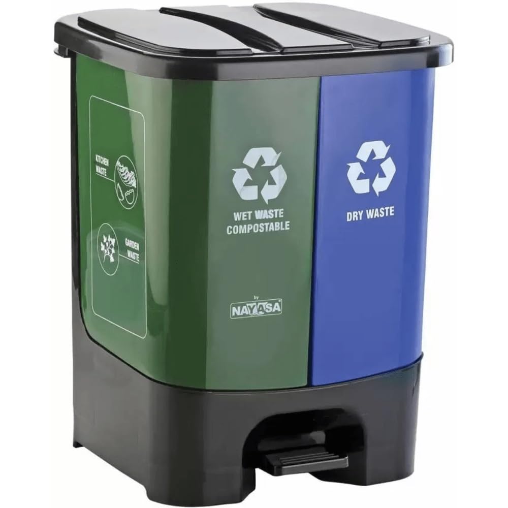 Dual Compartment Wet & Dry Waste Bin with Detachable Inner Bins