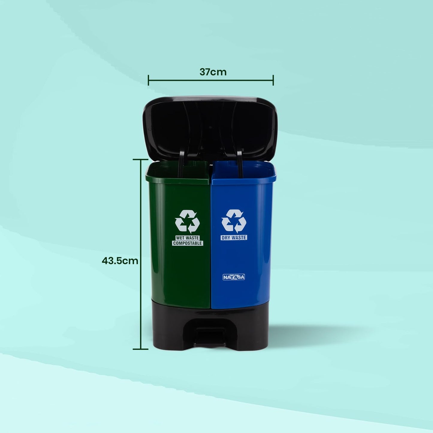 Dual Compartment Wet & Dry Waste Bin with Detachable Inner Bins