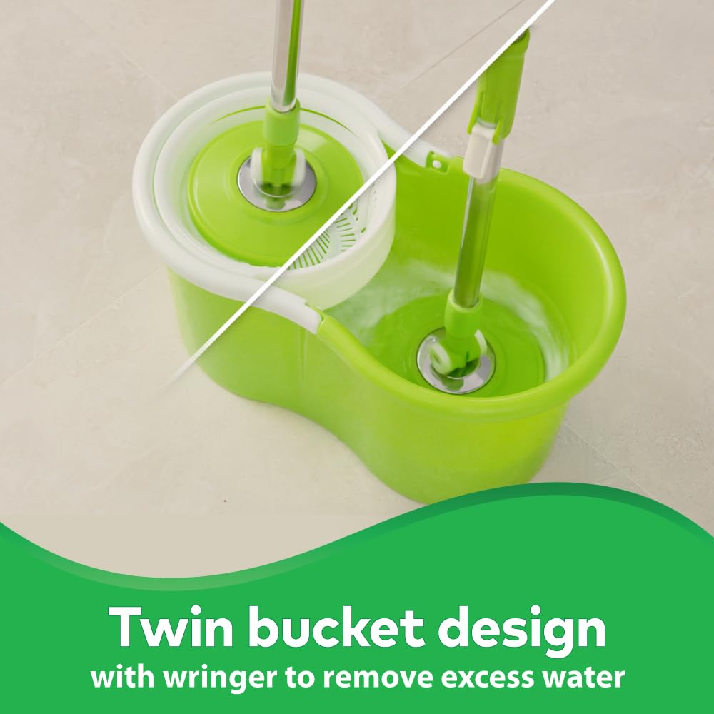 Bucket Spin Mop with Easy Wring & Rinse System