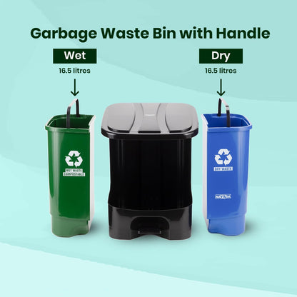 Dual Compartment Wet & Dry Waste Bin with Detachable Inner Bins