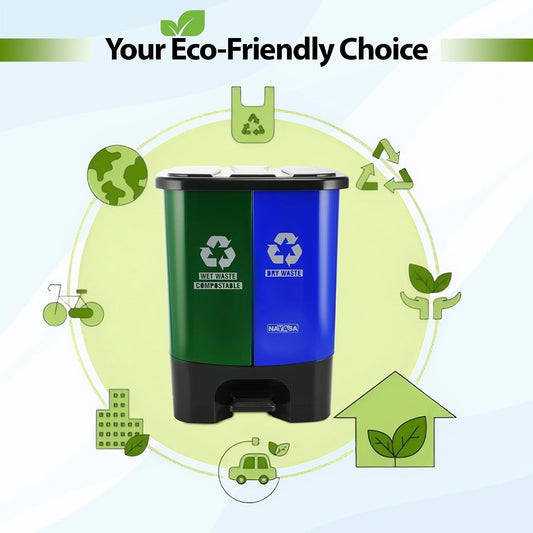 Dual Compartment Wet & Dry Waste Bin with Detachable Inner Bins