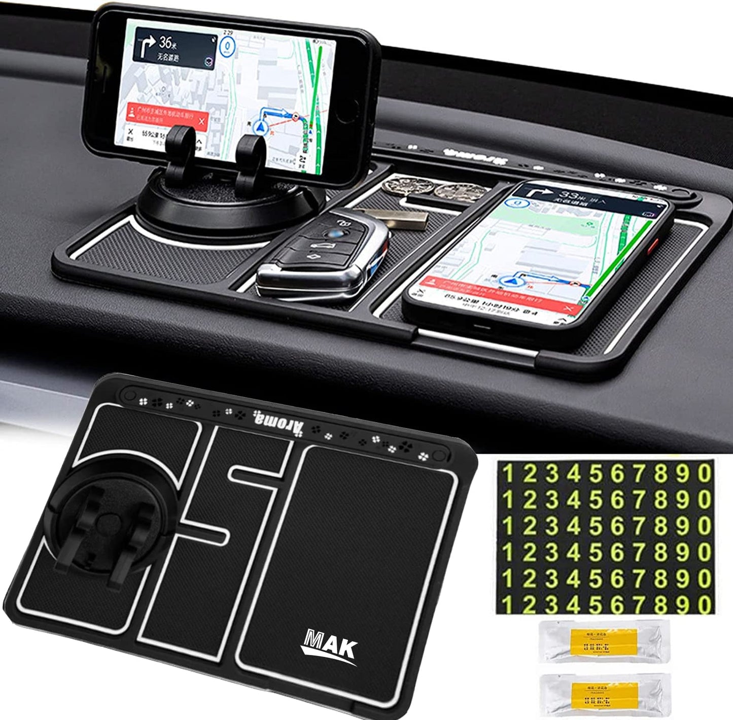 Anti-Slip Car Dashboard Mat with Phone Holder