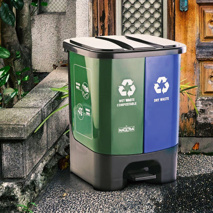 Dual Compartment Wet & Dry Waste Bin with Detachable Inner Bins