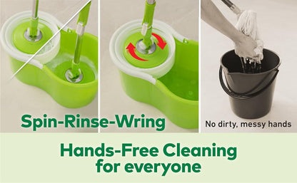 Bucket Spin Mop with Easy Wring & Rinse System