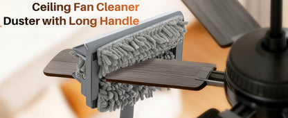 Febzona Fan Cleaning mop with Extendable Long Rod 3-in-1 Ceiling Fan Cleaner Brush Microfiber Duster for Home Cleaning Essentials Spider Web Wall Roof Dust Remover Design Registerd IPI