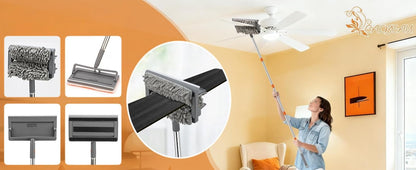 Febzona Fan Cleaning mop with Extendable Long Rod 3-in-1 Ceiling Fan Cleaner Brush Microfiber Duster for Home Cleaning Essentials Spider Web Wall Roof Dust Remover Design Registerd IPI