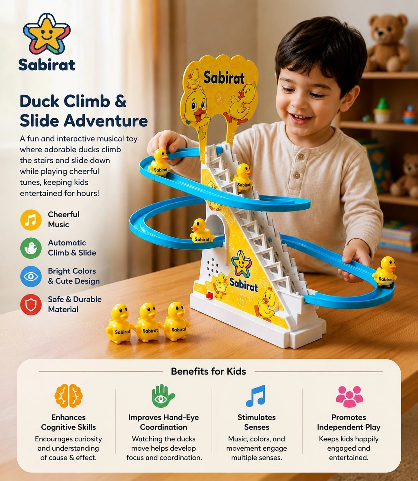 SABIRAT Animal Set Musical Toy For Kids (Multicolor)